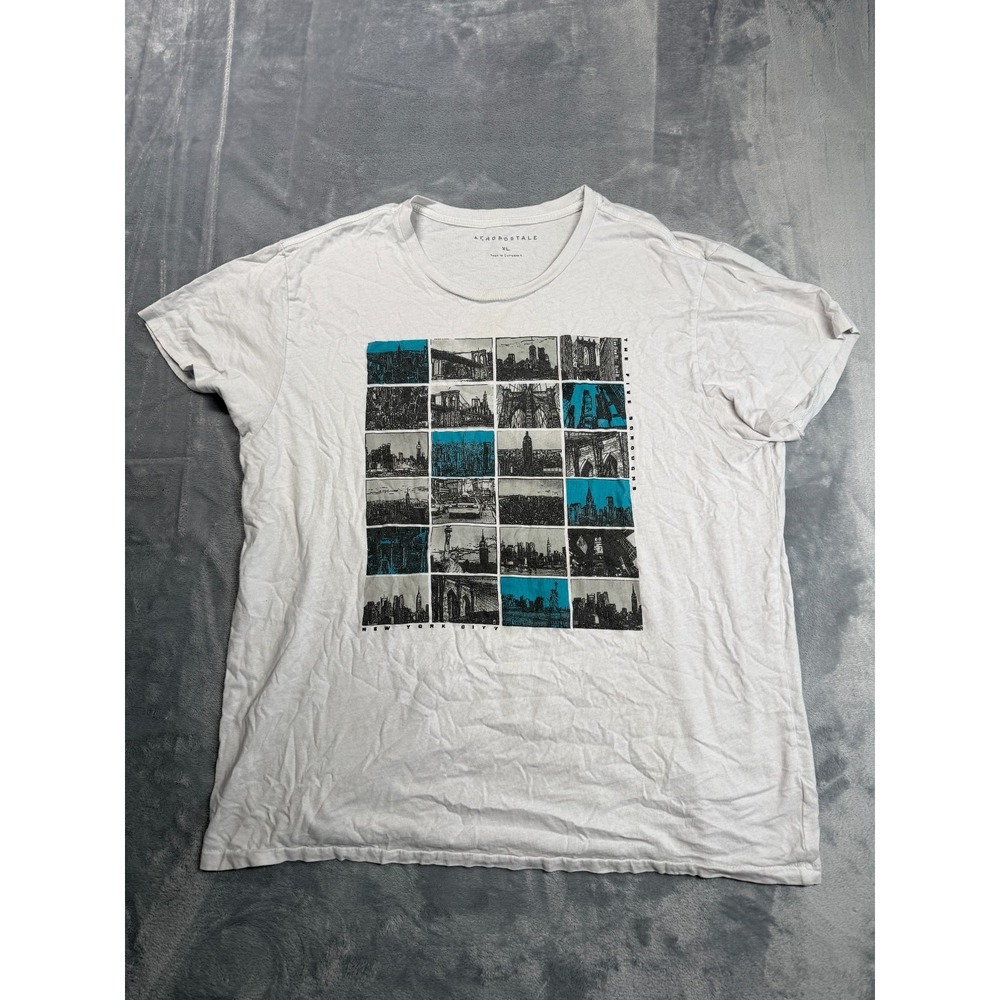 Aeropostale New York City Landmarks T Shirt Mens XL White Short Sleeve Crew Neck